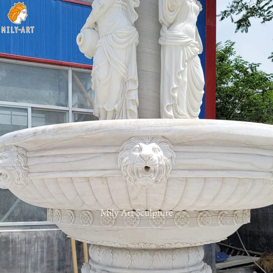 Marble Fountain Lion Head Detail