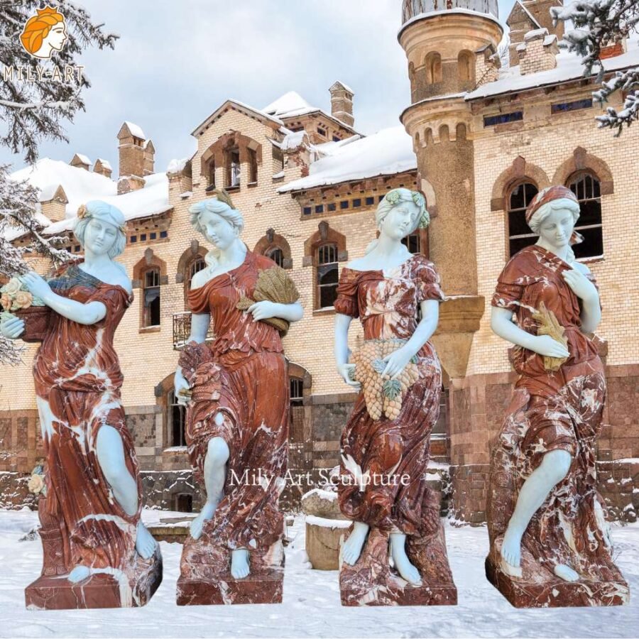 Life Size Marble the Four Goddesses of the Seasons Statues In Winter