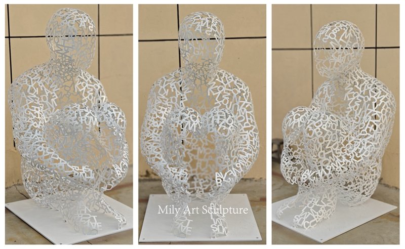 Modern Metal Abstract Alphabet Sculpture Details