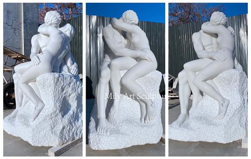 White Marble The Kiss by Rodin Sculpture Replica