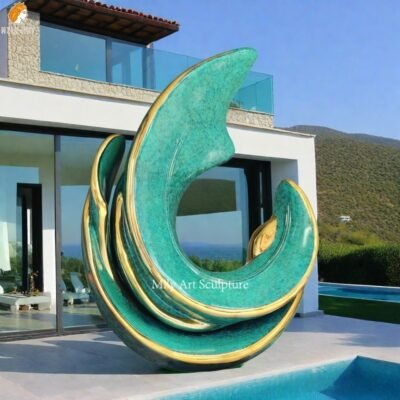 Modern Abstract Metal Water Feature Garden Sculpture for Outdoor Villa Decor