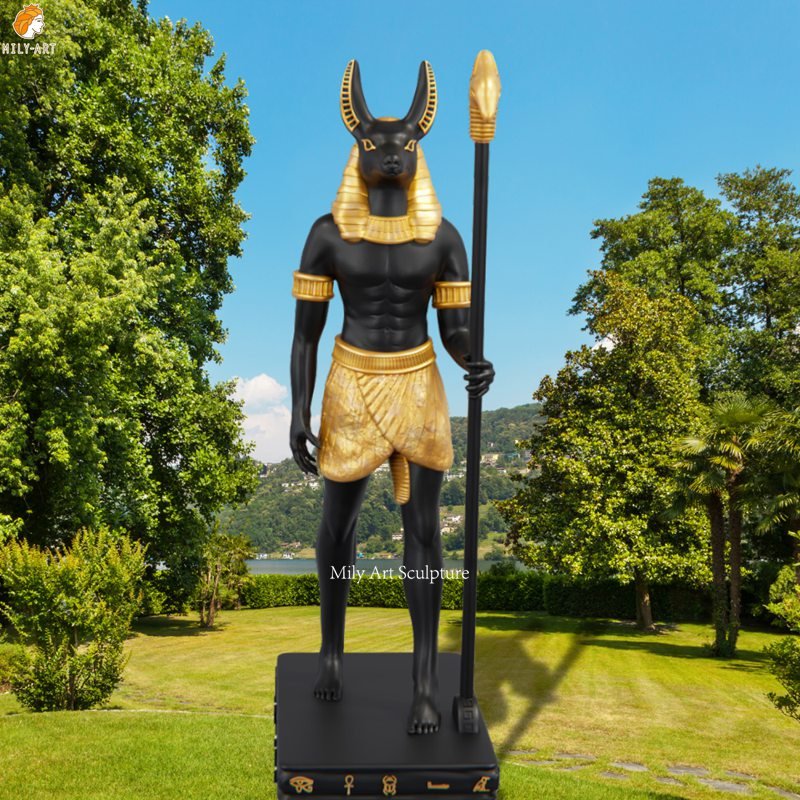 Ancient Bronze Anubis Statue for Outdoor Lawn Decor