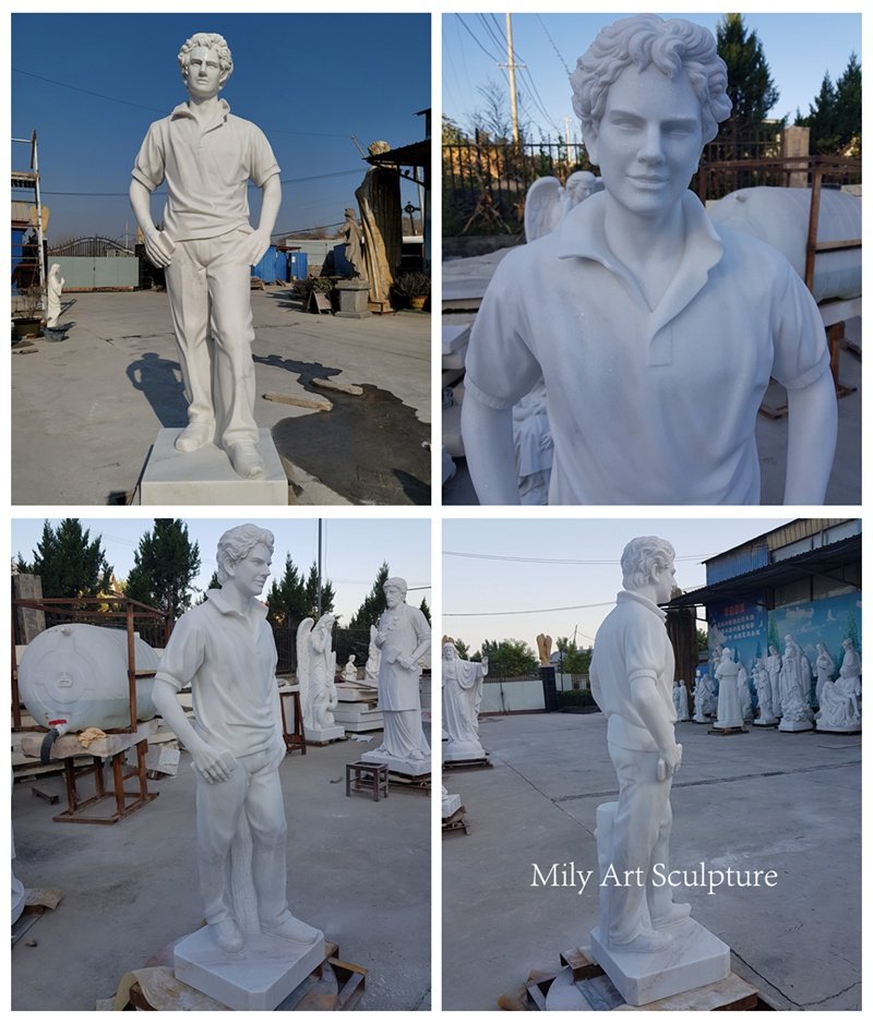 Custom White Life Size Marble Carlo Acutis Statue Details