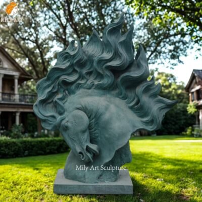 Outdoor Dynamic Bronze Horse Head Bust
