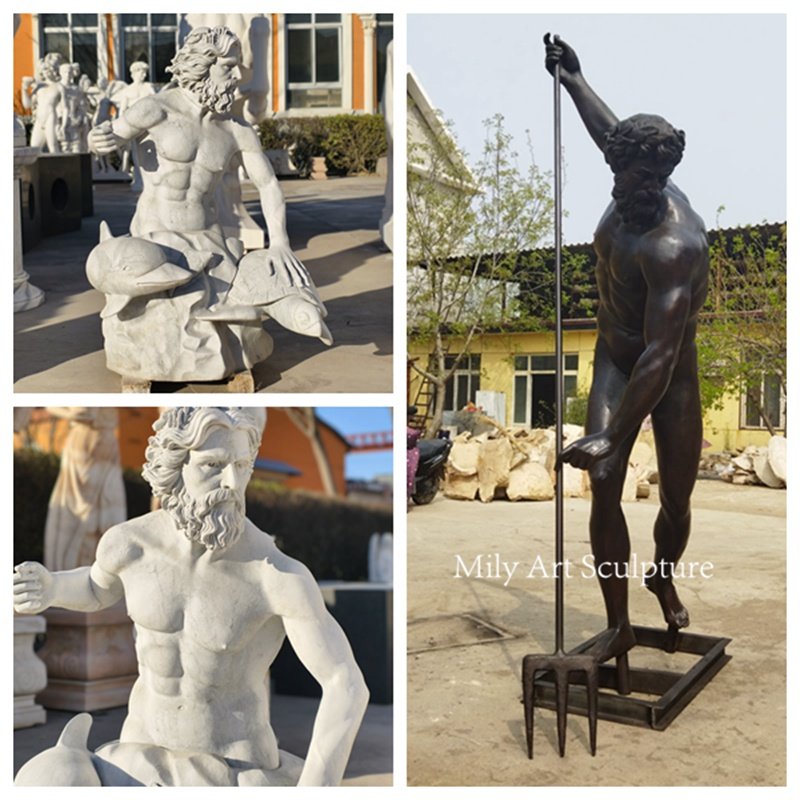marble and bronze King Neptune statues from Mily Factory