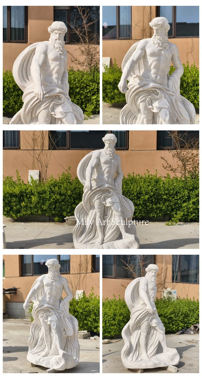 Marble Greek Statue of Poseidon Details