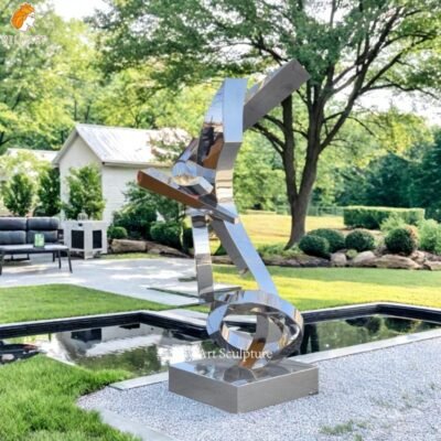 Modern Outdoor Abstract Stainless Steel Sculpture for Home Decor