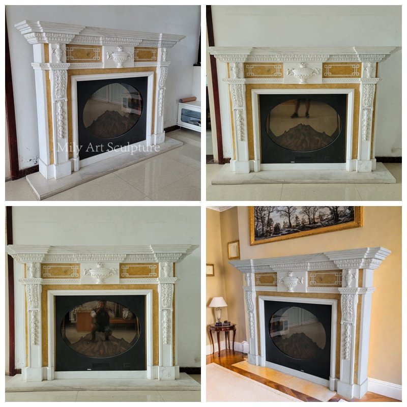 Neoclassical Marble Fireplace Surround Details