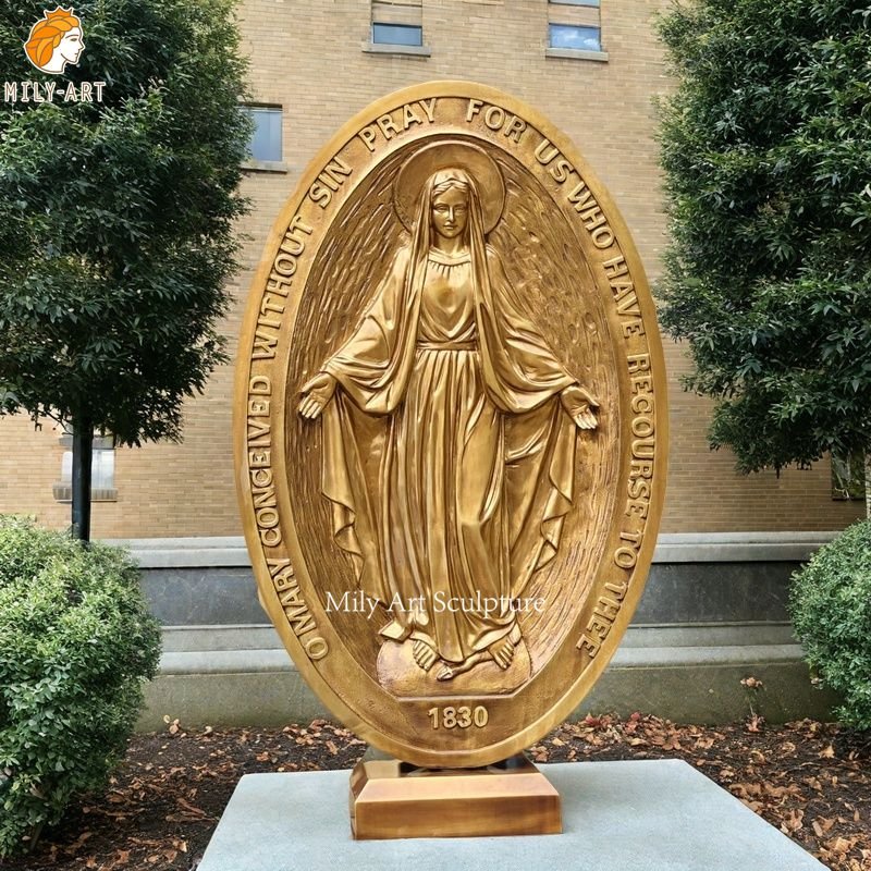 Outdoor Bronze Blessed Virgin Mary Wall Relief