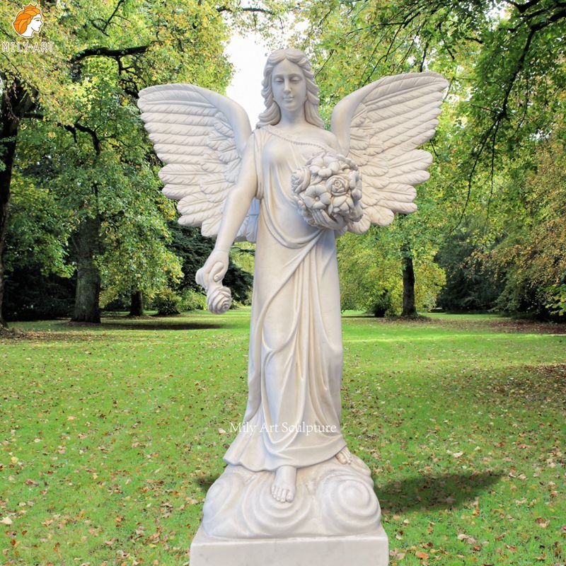 Outdoor Cemetery Marble Angel Statues