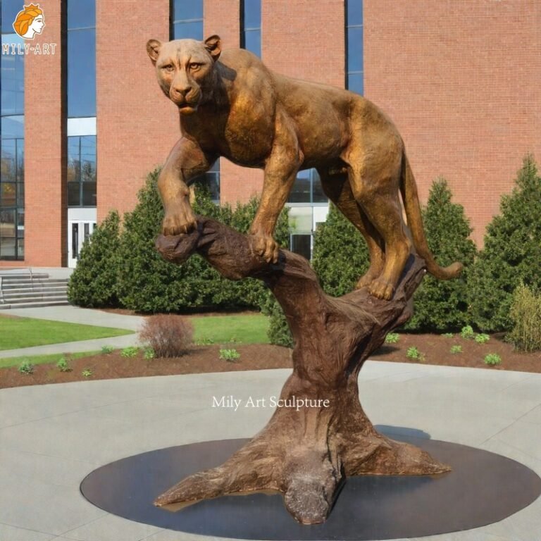 Commissioned Bronze Cougar Monument Mascot for School Decor