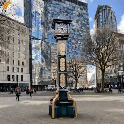 Custom Outdoor Large Metal City Clock Sculpture
