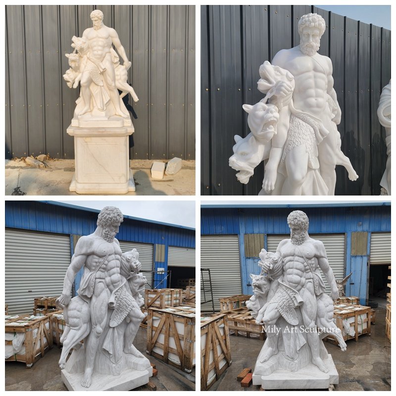 Famous Marble Farnese Hercules and Cerberus Statue Details