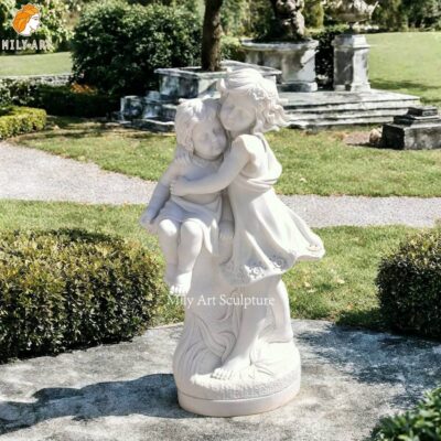 Life Size Marble Cute Children Statue for Garden Decor