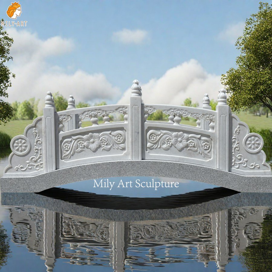 Outdoor Garden Hand Carved Marble Bridge