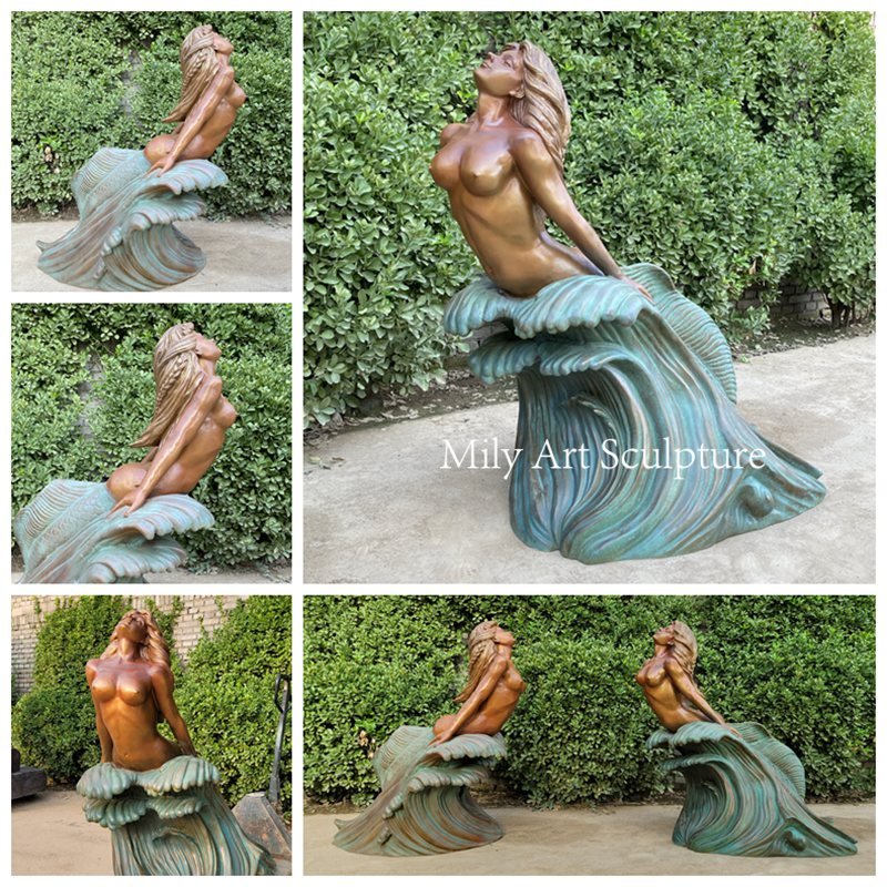 Bronze Nude Mermaid Statues Details