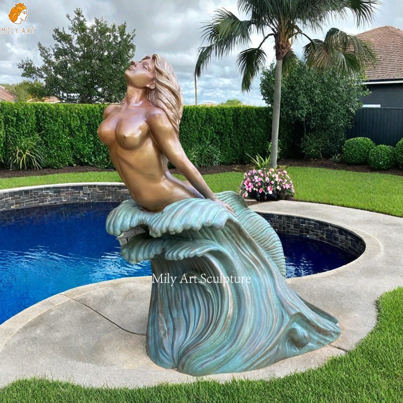 Life Size Bronze Nude Mermaid Statues for Swimming Pool