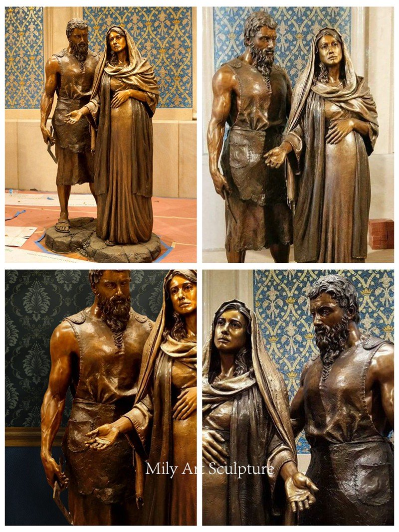 Bronze Statues of Mary and Joseph Details
