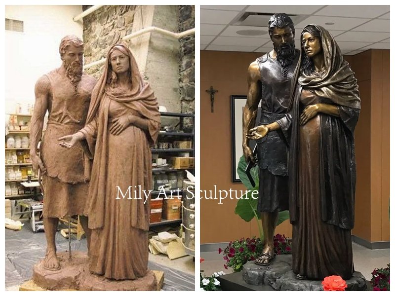 Bronze Statues of Mary and Joseph Process Display
