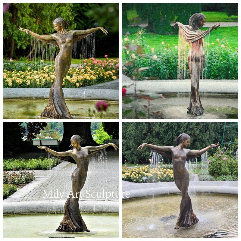 Bronze Water Fountain Statue of Dancing Lady Details