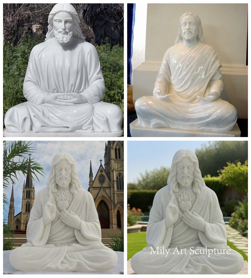 Hand Carved Marble Meditating Jesus Statue Application Scenes