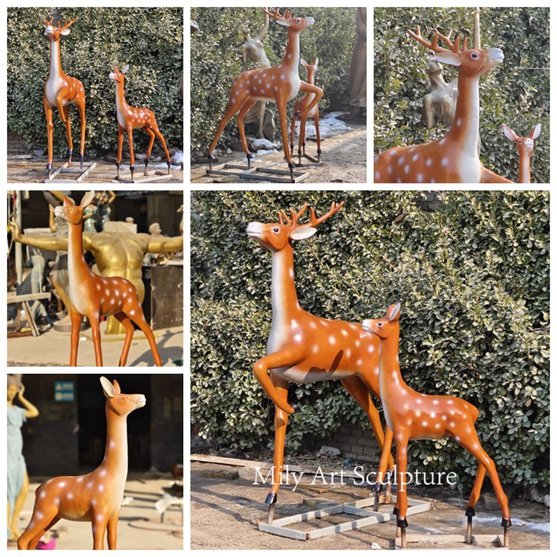 Modern Art Bronze Sika Deer Statue Details