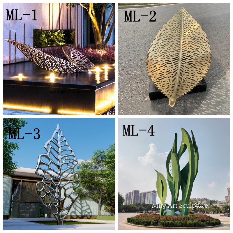 more metal leaf sculptures
