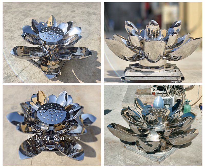 Stainless Steel Lotus Flower Sculpture Details