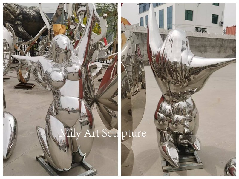 Abstract Stainless Steel Woman Sculpture Details