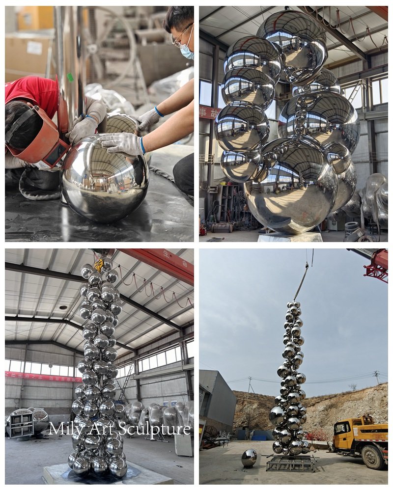 Finished Metal Bubble Tall Tree And The Eye Sculptures