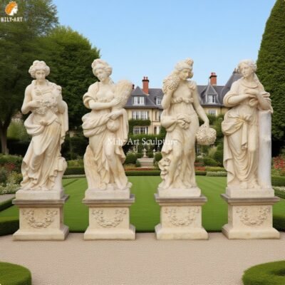 Life Size Beige Marble Four Seasons Goddess Statue Set for Garden Decor
