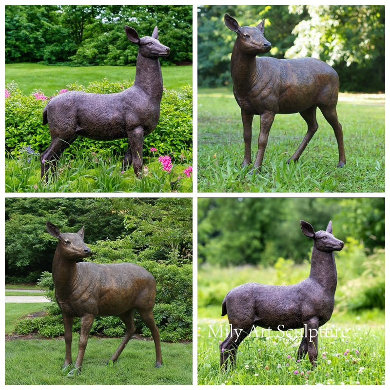 Life Size Bronze Doe Deer Statues Details