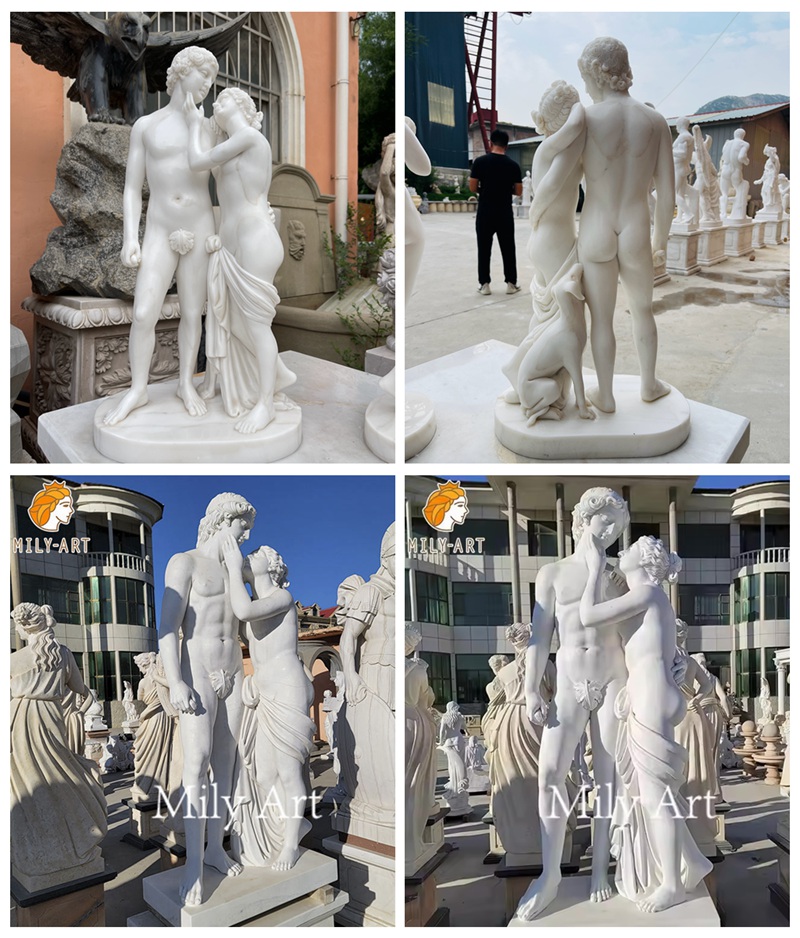 Life Size Marble Greek Adonis and Venus Statue Details