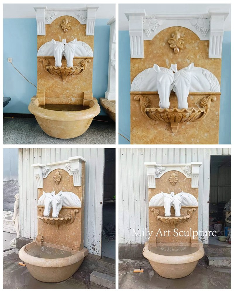 Natural Marble Horse Head Wall Fountain Details