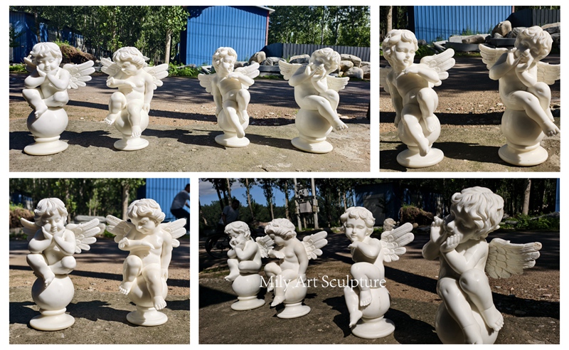 Outdoor Marble Cherub Angel Garden Statues Details