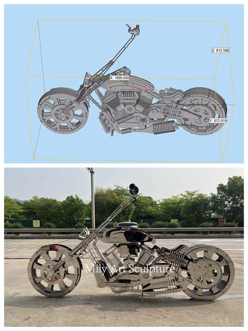 Stainless Steel Motorcycle Sculpture Design