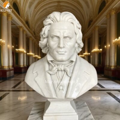 Indoor Decor White Marble Bust Statue of Beethoven