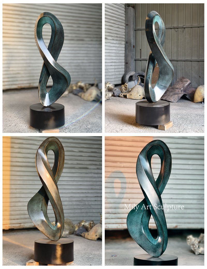 Abstract Bronze Mobius Strip Sculpture Details