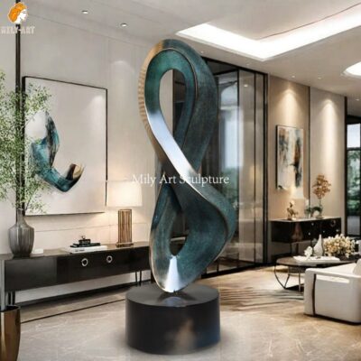 Simple Abstract Bronze Mobius Strip Sculpture for Indoor Decor