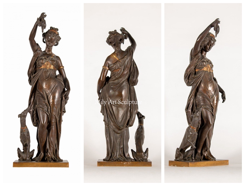 Brown Famous Diana the Huntress Bronze Statue Replica