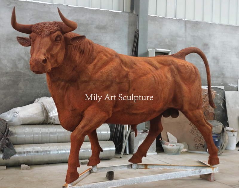 Brown Iron Bull Sculpture