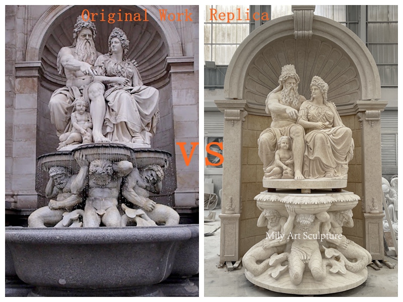 Famous Marble Neptune and Salacia Fountain Original Work Vs Replica