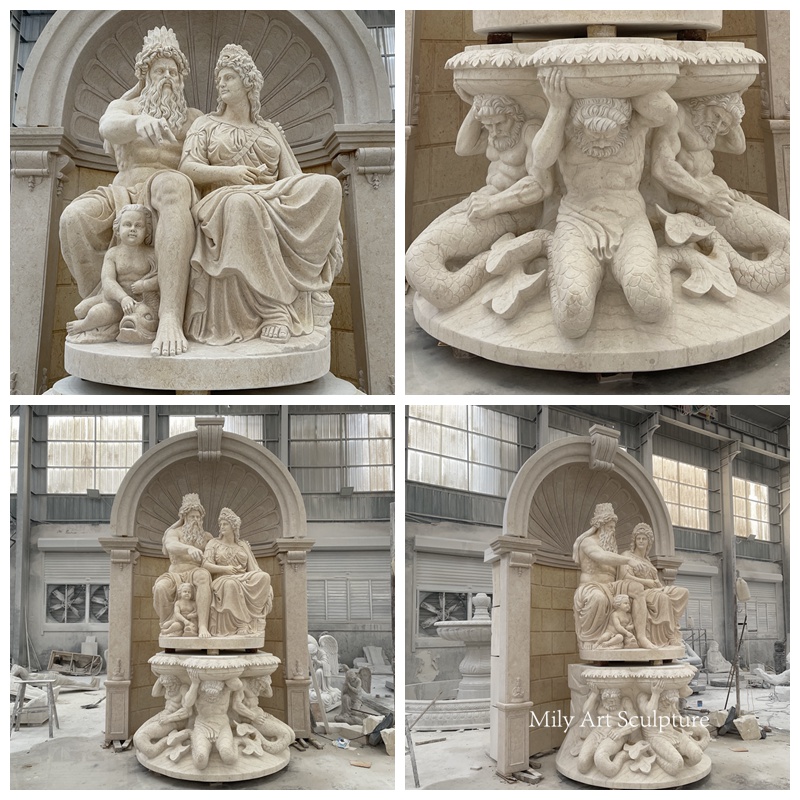 Famous Marble Neptune and Salacia Fountain Replica Details