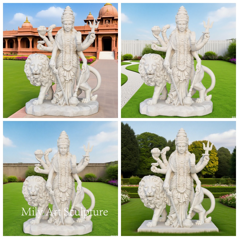 Hand Carved Durga Mata Marble Statue Application Scenes