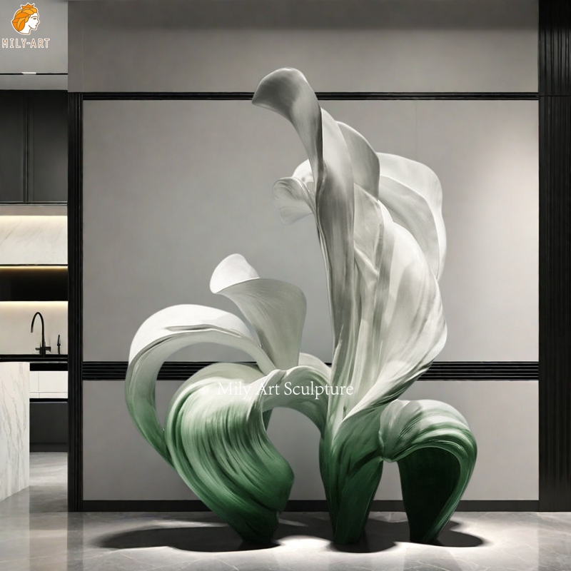 Modern Metal Abstract Flower Sculpture for Indoor Decor