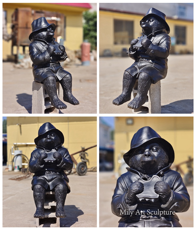 Mily Factory Bronze Paddington Bear Statue Details