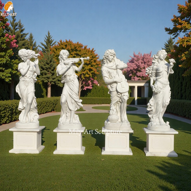 4 Season Estate Carved Marble Statues for Garden Decor