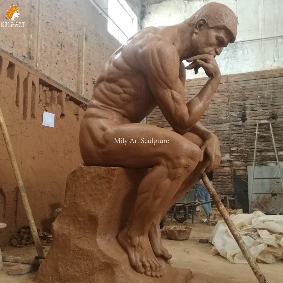 Bronze Rodin Greek Thinking Statue Replica Clay Model