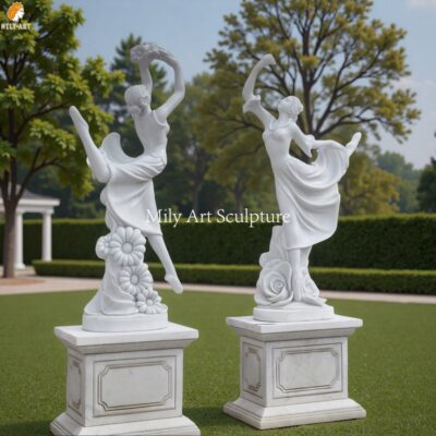 Carved Marble Dancing Girl Statues For Lawn Decor