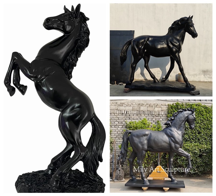Casting Bronze Black Horse Statue Details